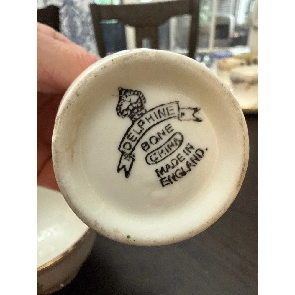 Delphine Bone China Creamer and Sugar Bowl‎ Set Floral Painted England Vintage
